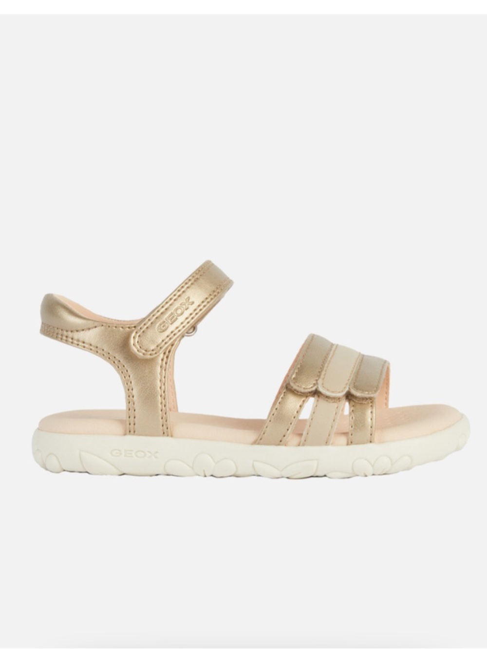 Geox Girls Metallic Gold Double-Strap Sandals